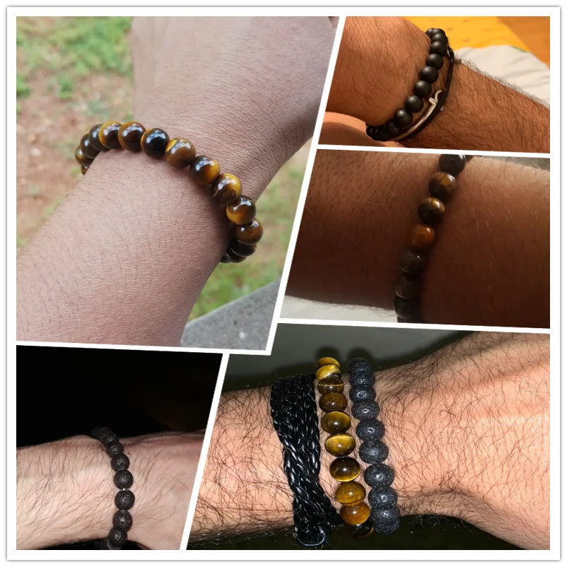 Tigerauge & Lavastein Armband – Verstellbar, Für Damen & Herren, Yoga & Balance