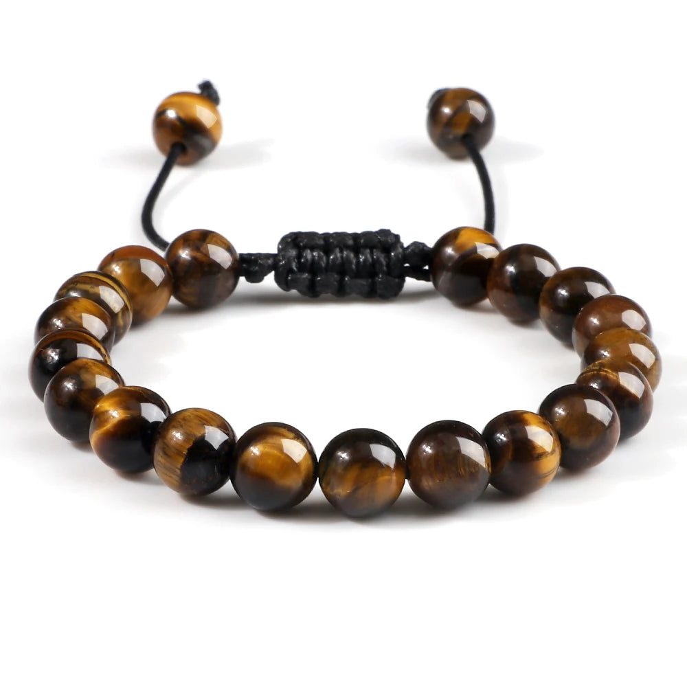 Tigerauge & Lavastein Armband – Verstellbar, Für Damen & Herren, Yoga & Balance