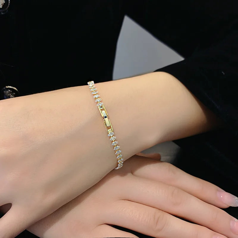Luxuriöses Kristall-Armband – Geometrisch, Goth, mit Marquise-Rhinestones für Damen