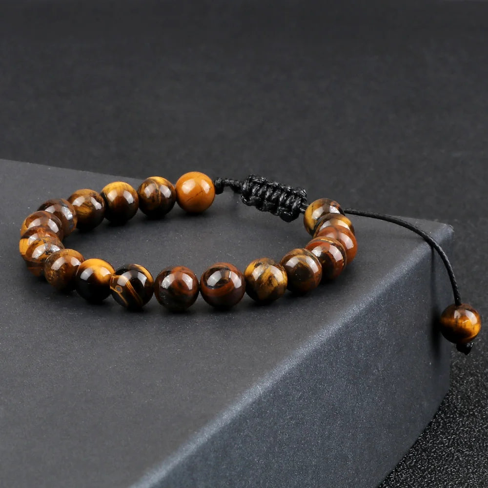 Tigerauge & Lavastein Armband – Verstellbar, Für Damen & Herren, Yoga & Balance