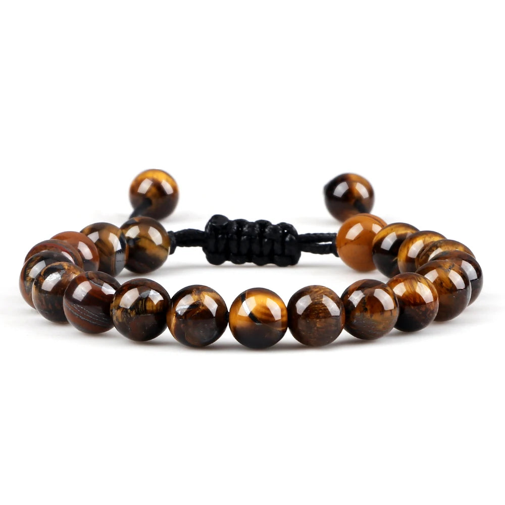 Tigerauge & Lavastein Armband – Verstellbar, Für Damen & Herren, Yoga & Balance