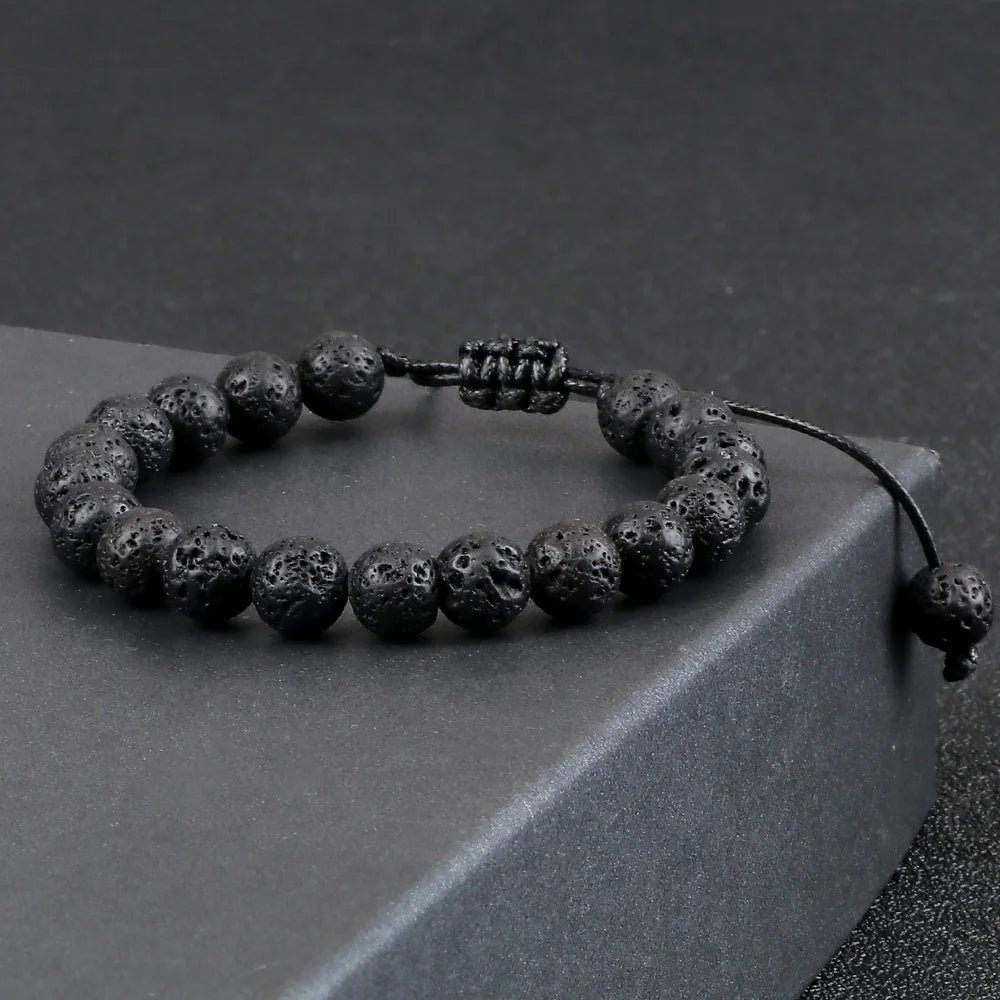 Tigerauge & Lavastein Armband – Verstellbar, Für Damen & Herren, Yoga & Balance