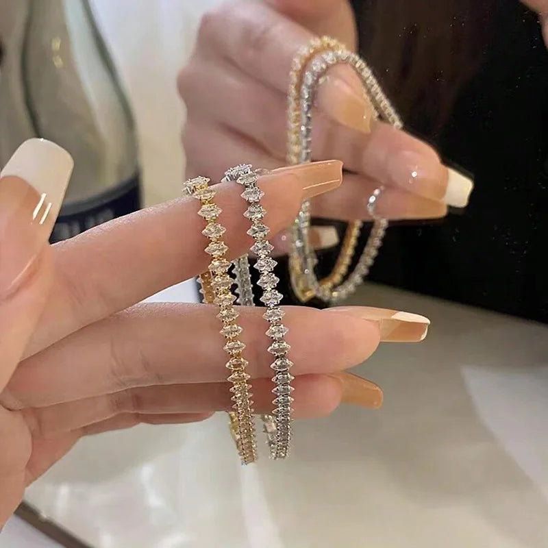 Luxuriöses Kristall-Armband – Geometrisch, Goth, mit Marquise-Rhinestones für Damen