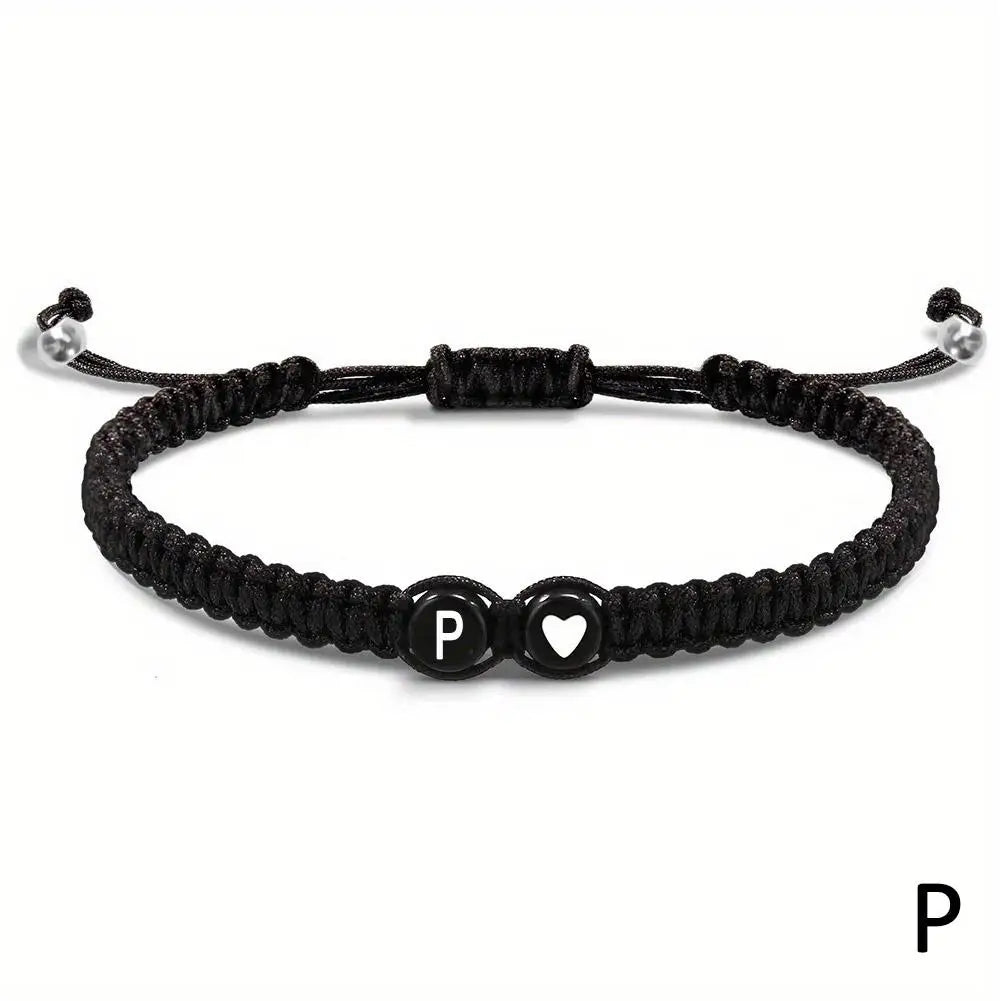 Handgemachtes Armband mit Buchstaben A–Z – Verstellbares Herzarmband für Damen & Herren, Freundschafts- und Namensschmuck, ideales Geschenk