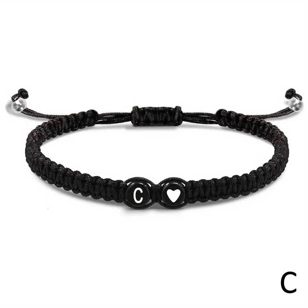Handgemachtes Armband mit Buchstaben A–Z – Verstellbares Herzarmband für Damen & Herren, Freundschafts- und Namensschmuck, ideales Geschenk