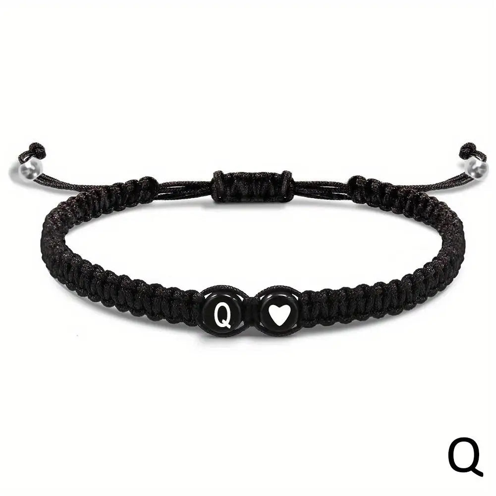 Handgemachtes Armband mit Buchstaben A–Z – Verstellbares Herzarmband für Damen & Herren, Freundschafts- und Namensschmuck, ideales Geschenk