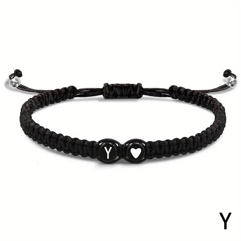 Handgemachtes Armband mit Buchstaben A–Z – Verstellbares Herzarmband für Damen & Herren, Freundschafts- und Namensschmuck, ideales Geschenk