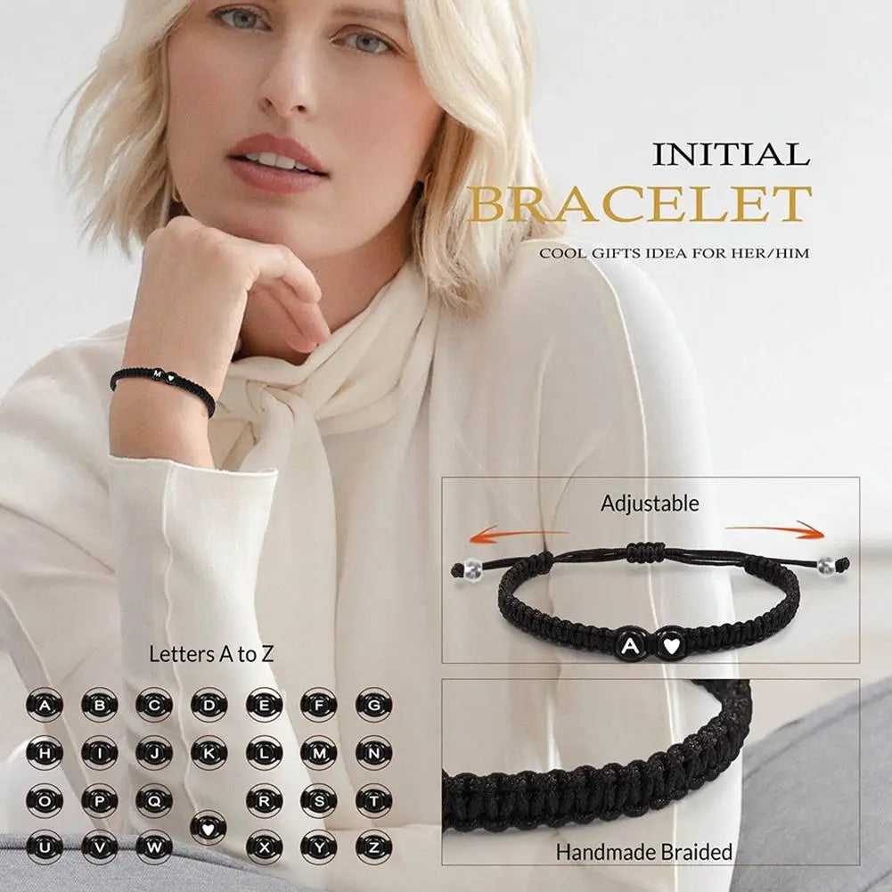 Handgemachtes Armband mit Buchstaben A–Z – Verstellbares Herzarmband für Damen & Herren, Freundschafts- und Namensschmuck, ideales Geschenk